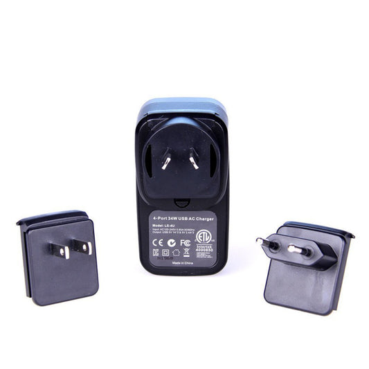 Laser 4-Port USB Travel Charger with Global Adapters