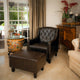 Coogee Bonded Leather Armchair & Ottoman in Brown - Mekamart Australia