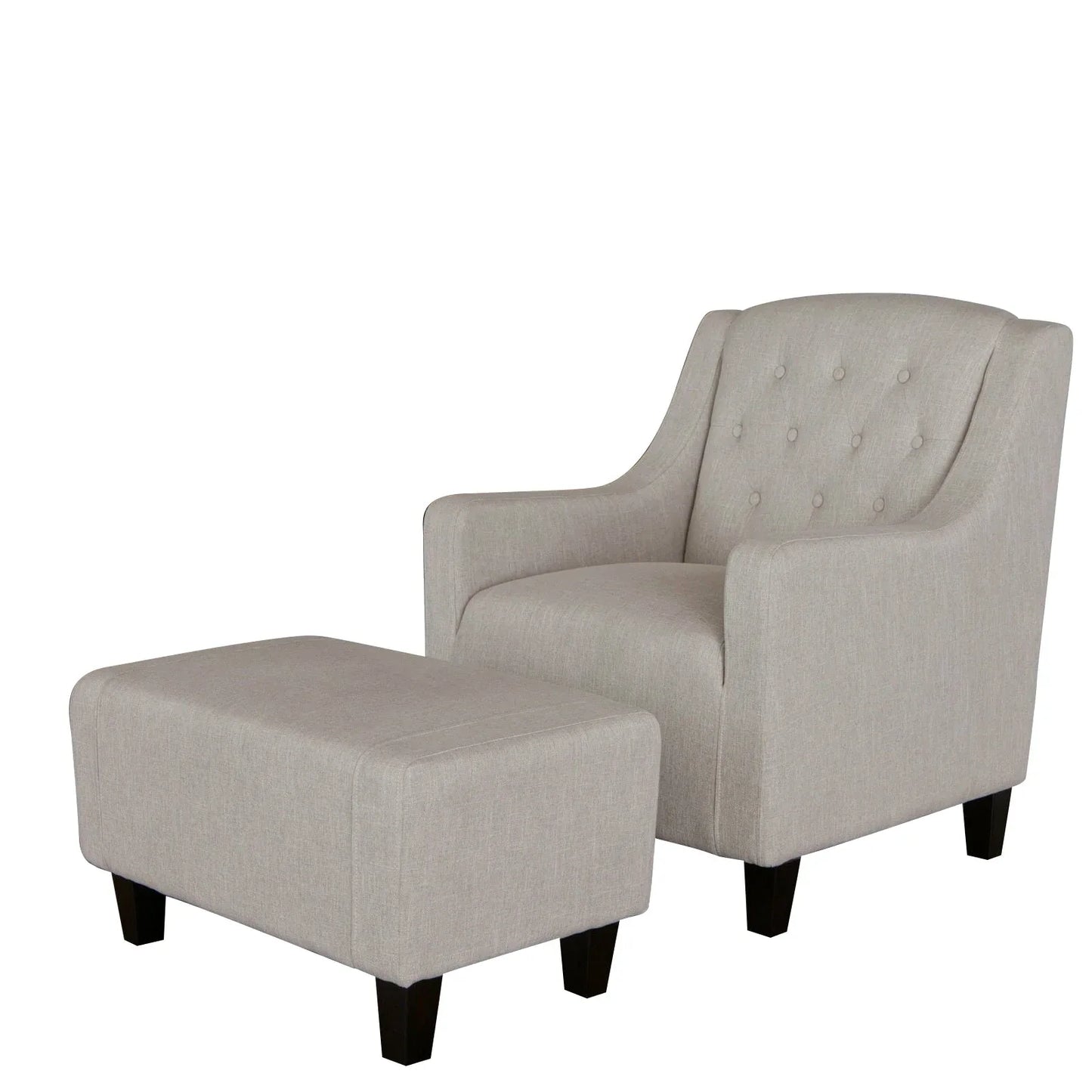 Canberra Fabric Armchair & Ottoman in Natural Linen - Mekamart Australia