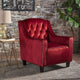 Lara Two Tone Tufted Garnet New Velvet Club Armchair - Mekamart Australia