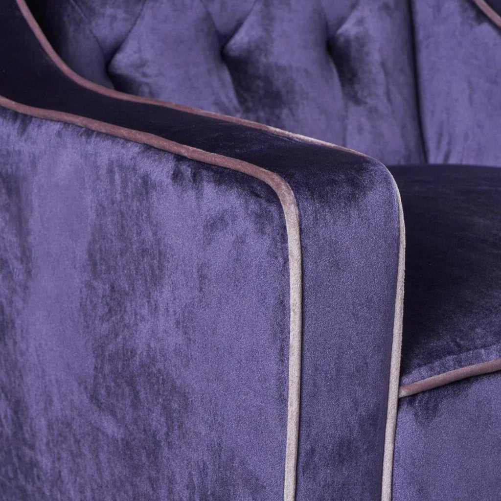 Lara Two Tone Tufted Plum New Velvet Club Armchair - Mekamart Australia