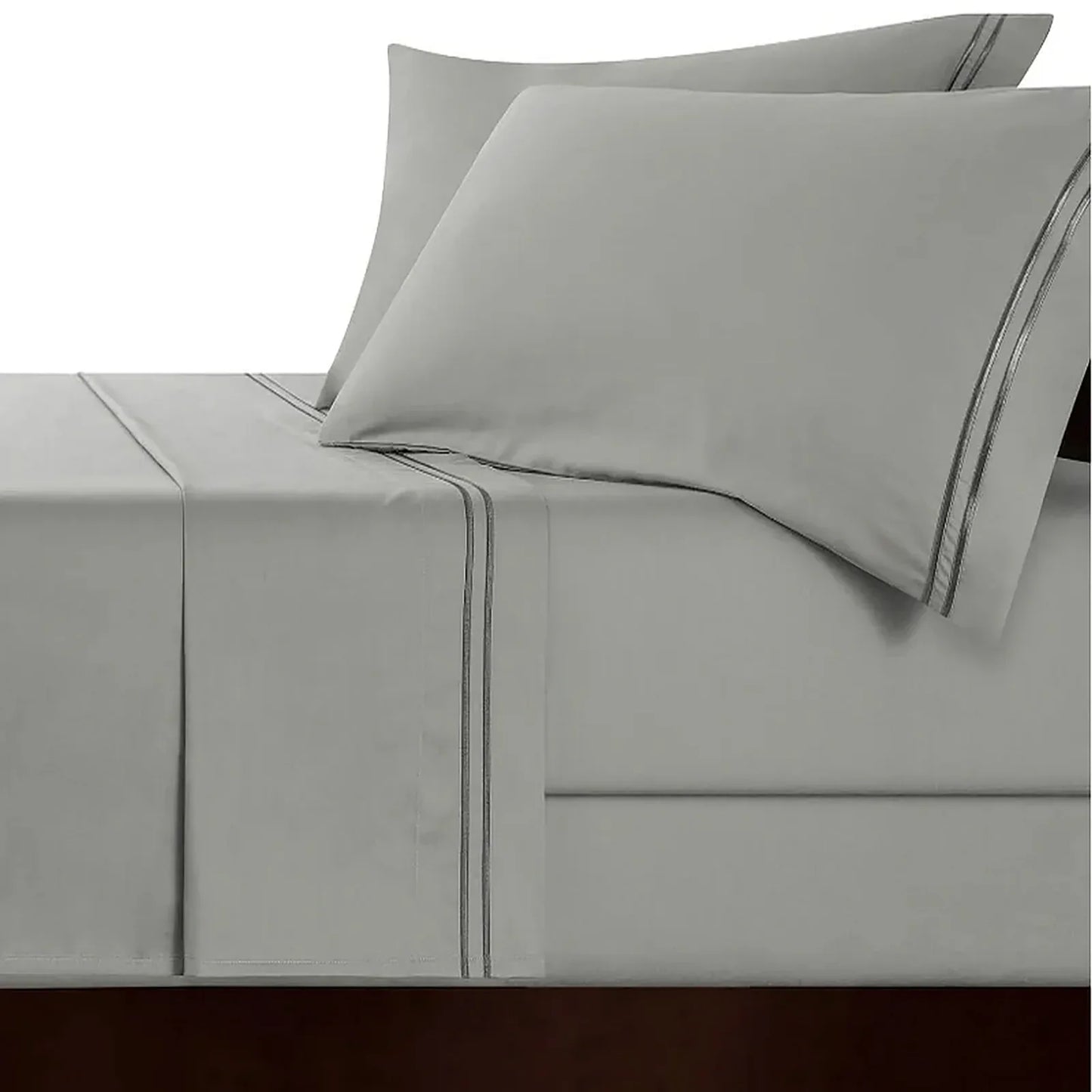 Strada Embroidered 1000 TC Egyptian Cotton Silver Charcoal Super King Sheet sets by Renee Taylor - Mekamart Australia