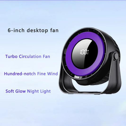 Desk Fan, Small Quiet LED Display Portable Table Fans, 180°Tilt, 100 Speeds, 5 Modes, Rechargeable 4000mAh Battery Operated USB Fan For Office, Bedroom, Outdoor(Black)Christmas Gifts - Mekamart Australia