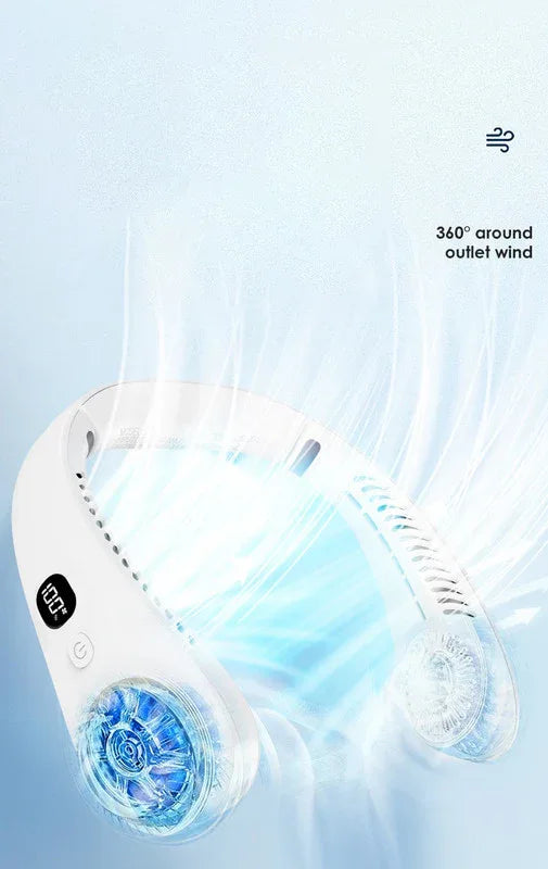 Portable Neck Fan Upgraded, Neckbrace Personal Hands Free, 5 Speed Gears Adjustment, 2000 mAh Wearable Bladeless Quiet Rechargeable for Outdoor Indoor, Gifts for Women Men- White Christmas Gifts - Mekamart Australia
