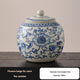 Ru Kiln tea jar, blue-and-white ceramic canister, airtight tea storage, floral tea container, Australian tea accessory - Cyan - Size 14