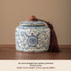 Ru Kiln tea jar, blue-and-white ceramic canister, airtight tea storage, floral tea container, Australian tea accessory - Cyan - Size 2