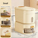 large capacity rice dispenser, measuring cup, time scale, plastic grain storage container, sealed food storage, insect proof food storage, moisture proof food storage, flour storage, pet food storage, Australian kitchen - Creamy - Size 10L