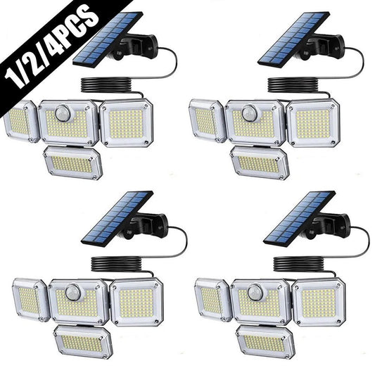solar outdoor light, motion sensor wall light, waterproof led light, rotatable solar panel, Australian outdoor lighting, energy saving garden light, dusk to dawn light - White light - Size 4PCS
