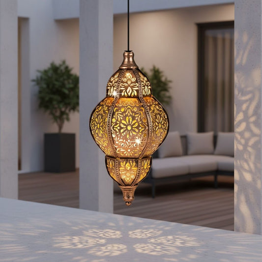 outdoor hanging light, iron solar light, garden decoration, lawn light, patio light, deck light, path light, porch light, veranda light, Easter gift, Christmas gift, solar powered light, waterproof light, Australia outdoor decor - Brown - Size IPX4