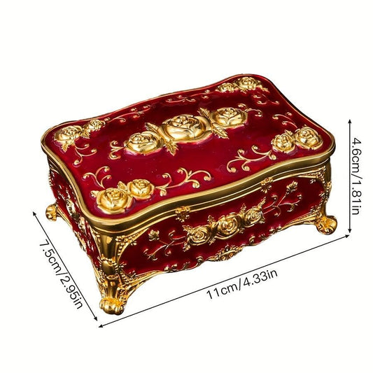 Pearl Enamel Jewelry Box, Red Enamel Jewelry Box, Gold-Plated Jewelry Box, Home Decor, Jewelry Storage, Luxury Gift, Australian Gift, Dressing Table Decor - Green - Size L