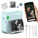 (Blue)Inkless Sticker Printer Mini Thermal Printer with Roll Thermal Paper, Wireless Pocket Printer, Smart Portable Receipt Printer for Photos, Diaries, Notes, and Preparation Work.