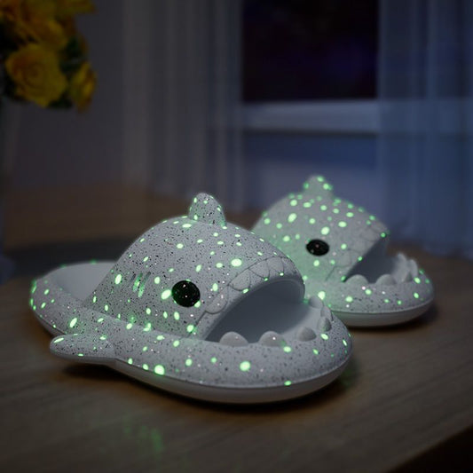 Ladies Shark Slippers Glowing Glitter Slippers Quick-Dry Slippers Non-Slip EVA - Pink - Size 43