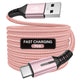 Pink Black 240W Type-C Cable Super Fast Charging 2M Data Cable Pink Charging Cable Durable