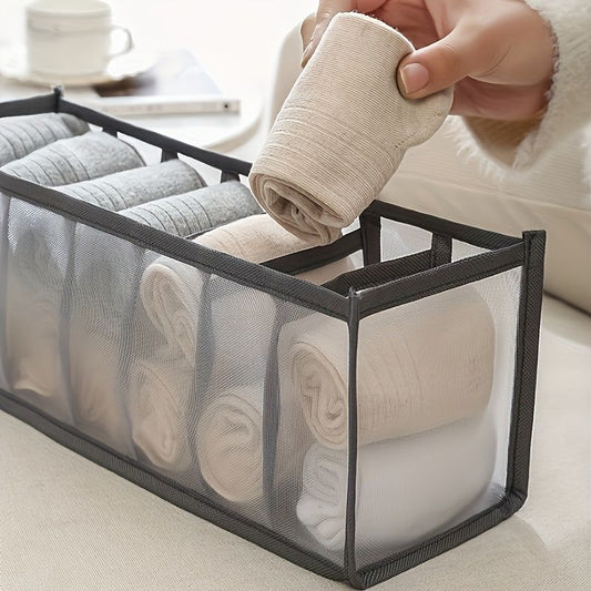 3-Piece Mesh Socks, Underwear & Belt Organizer ā Nylon Drawer Dividers, 7 Compartments