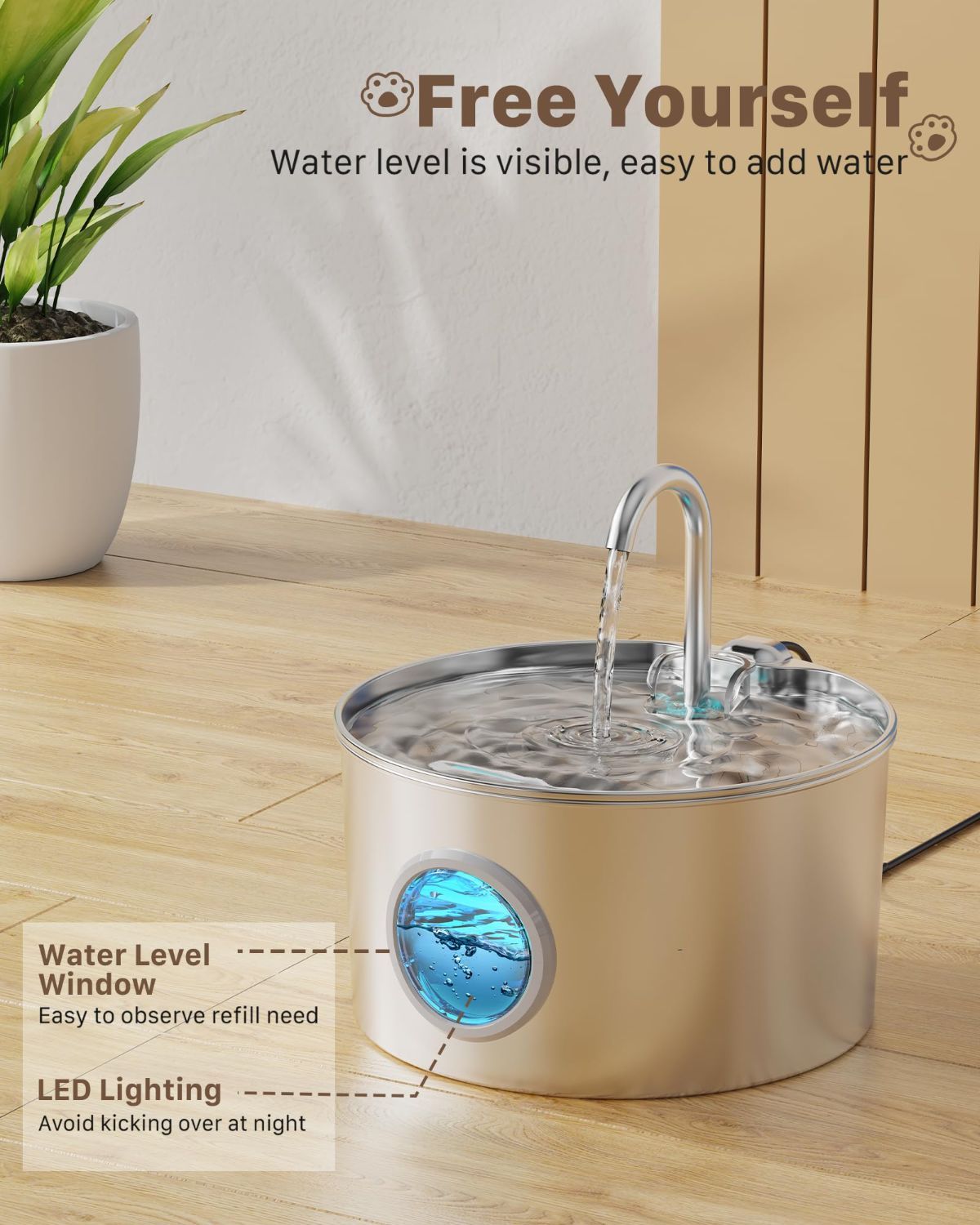 Cat Water Fountain Stainless Steel Cat Fountain Cat Hydration Cat Drinking