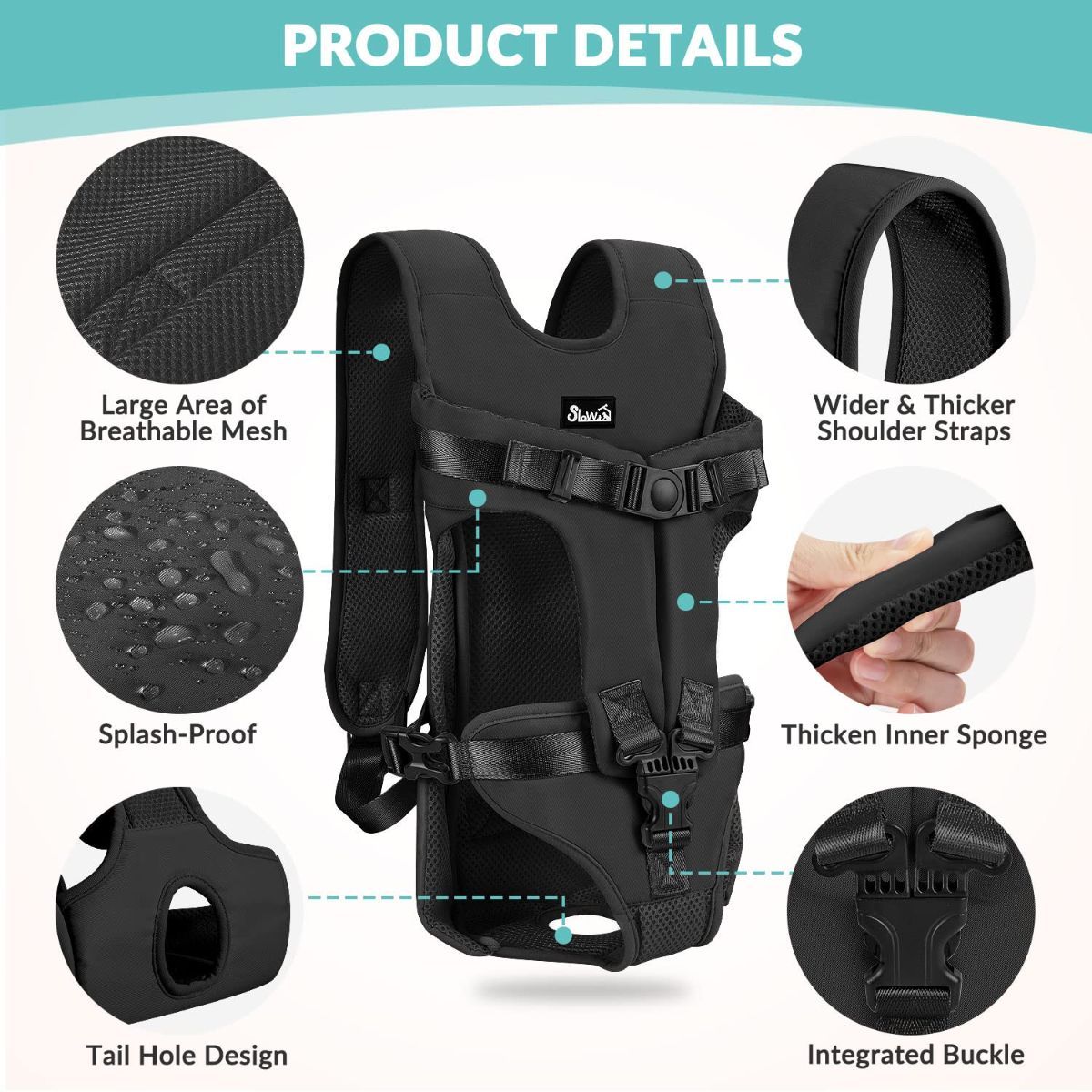 Dog Harness Storage Bags For Dogs Pet Accessories Dog Outdoor Gear High-Quality - Black - Size L