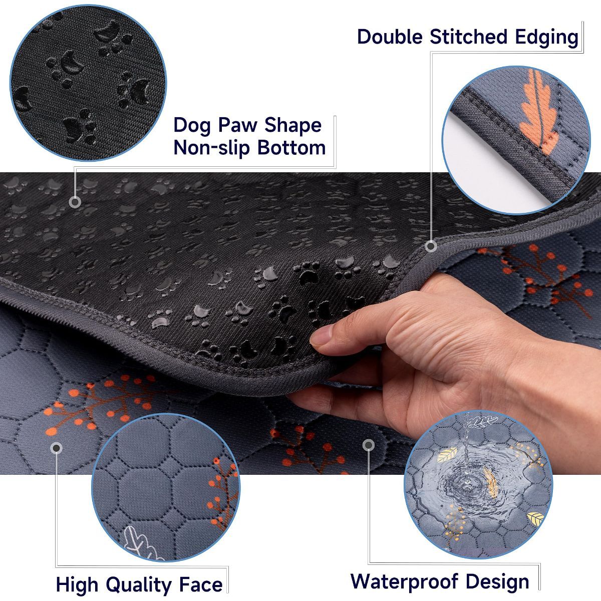 2-Pack Reusable Dog Urine Pads Dog Pee Pads Absorbent Dog Pads Dog Training Pads - Dark Gray / 18in*24in