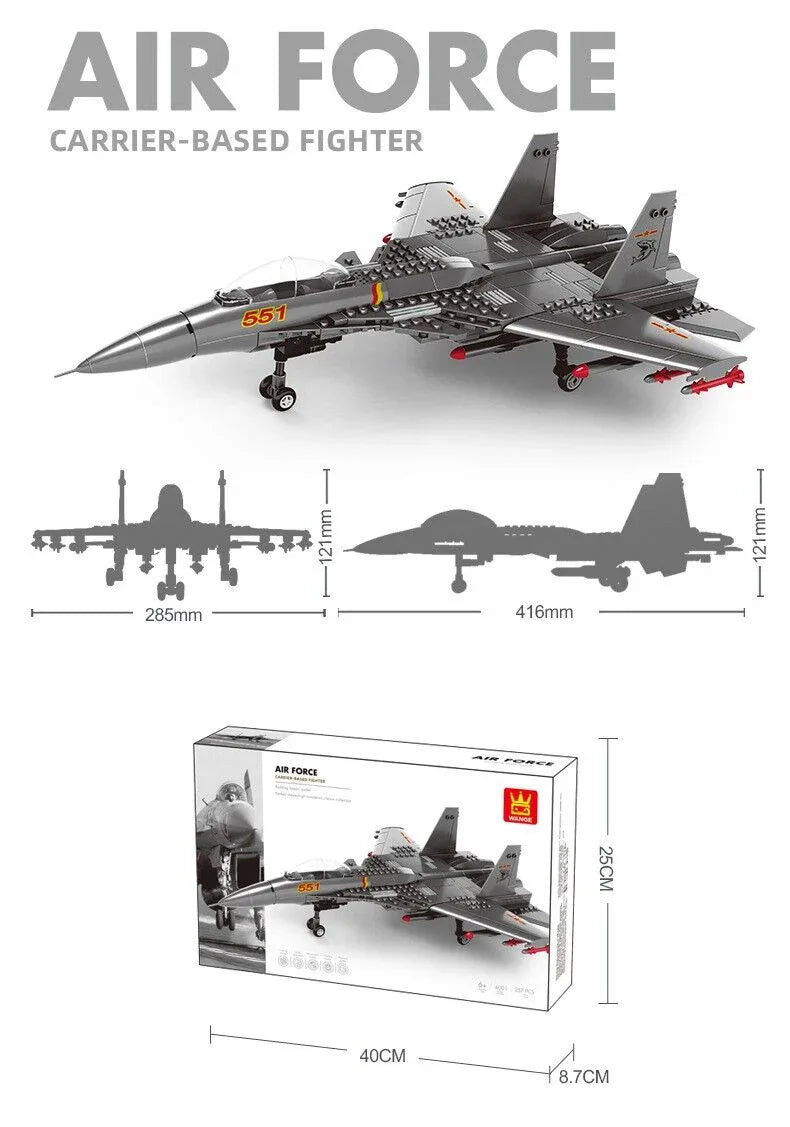 Christmas gift J-15 Carrier-Based Fighter Jet Building Blocks Set, 272 Pieces Military Aircraft Model Kit for Kids Aged 6+ & Enthusiasts(J15 carrier aircraft) - Mekamart Australia