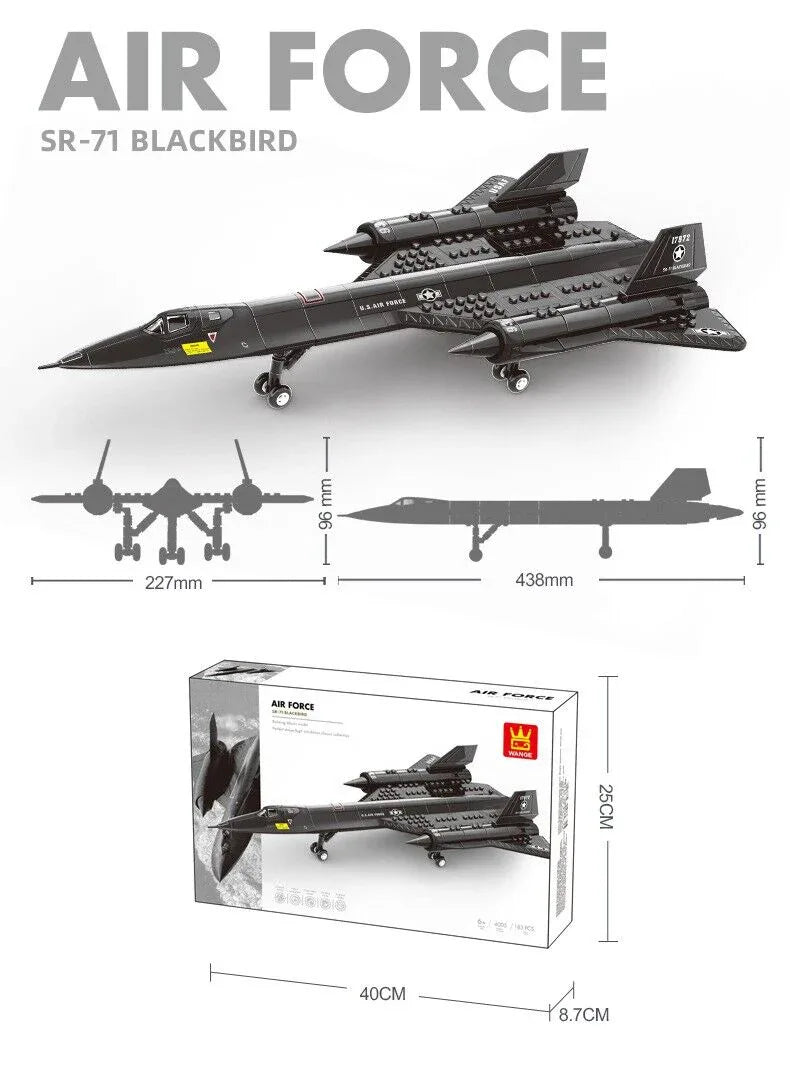 Christmas gift SR-71 Blackbird Reconnaissance Aircraft Building Blocks Set, 183 Pieces Military Model Kit for Kids Aged 6+ & Enthusiasts(SQ71 reconnaissance plane) - Mekamart Australia