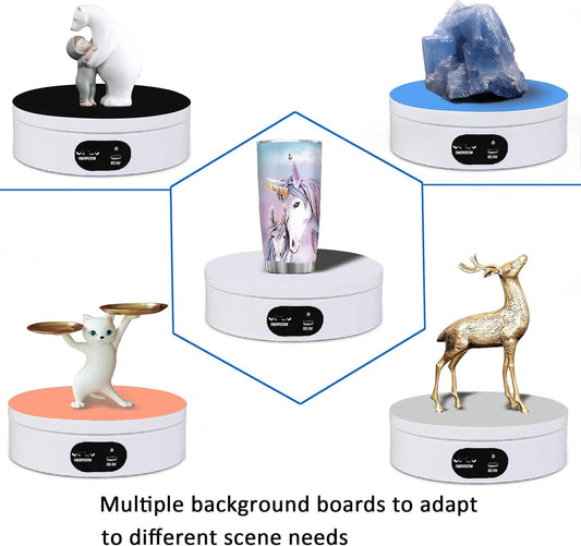 6.29-Inch Quiet 360° Rotating Display Stand for Tumblers, Figurines & Resin Art, Perfect for Video Production & Storefronts (White)