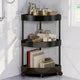 Black Corner Storage Shelf β 3-Tier Rolling Organizer for Bathroom, Kitchen & Bedroom | Space-Saving Aluminum Rack with Wheels | White Available In-Store - Mekamart Australia