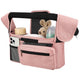 Universal Stroller Organizer with Insulated Cup Holders, Detachable Wristlet & Adjustable Shoulder Strap for Diapers, Bottles & Essentials (Pink)