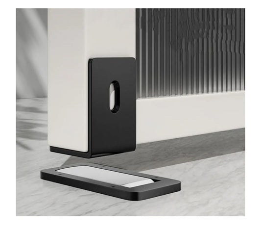 Ultra-Thin Magnetic Door Stopper ā Self-Adhesive, Anti-Collision, Windproof, One-Push Locking, Discreet Design for Glass Doors (Steel Gray)