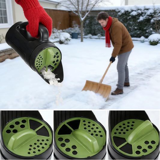 Handheld Garden Seed & Salt Spreader â 80oz Capacity, Adjustable Outlet, Ergonomic Handle for Fertilizer, Grass Seeds, Ice Melt Use (Green)