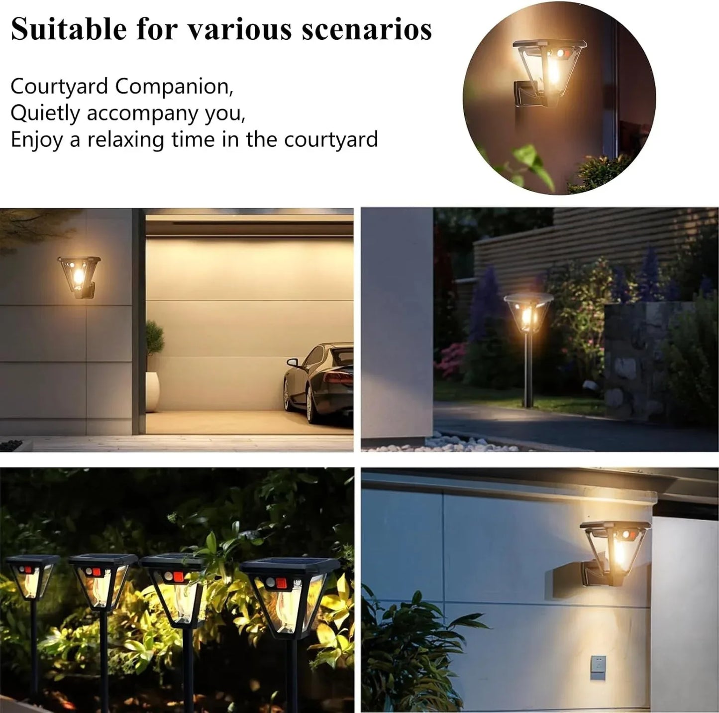 Solar Motion Sensor Wall Lights (4-Pack): 3-Mode Dusk-to-Dawn Waterproof for Patio, Garage & Garden Lighting - Mekamart Australia