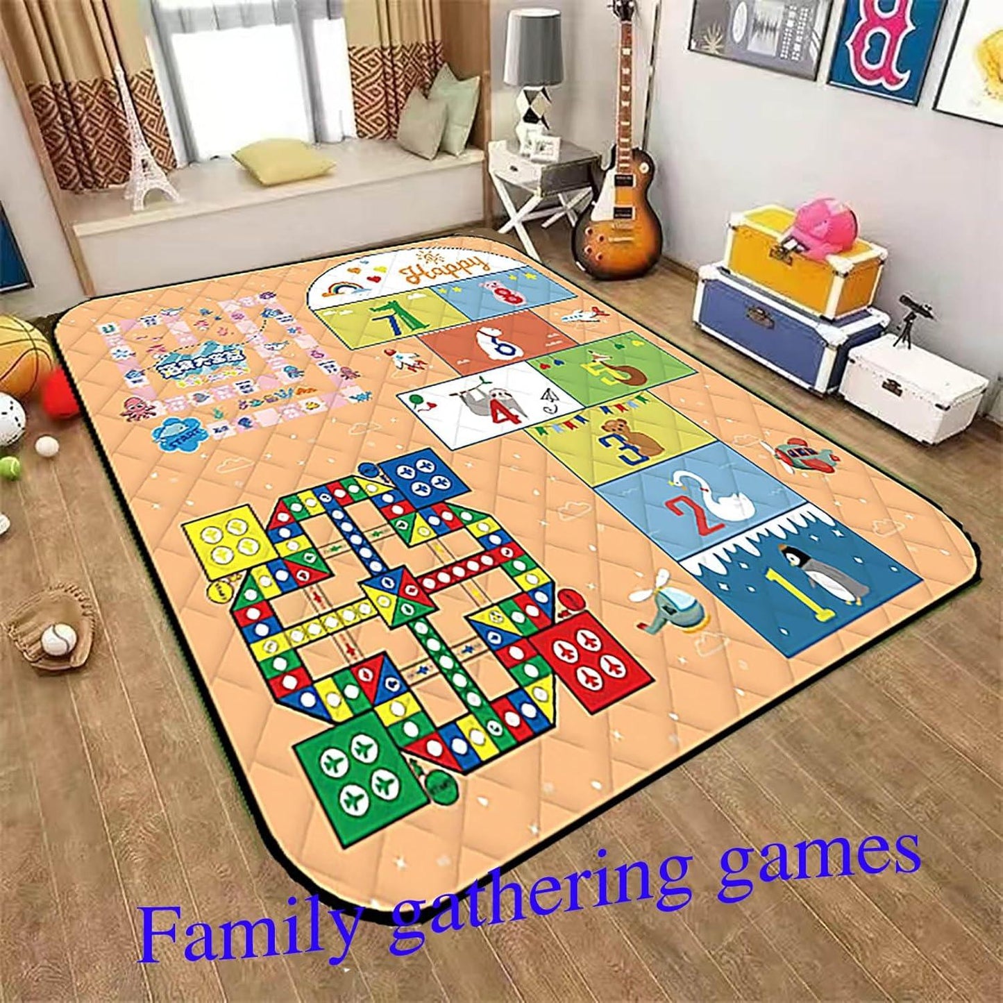 Waterproof Picnic Blanket with Flying Chess Game: 80''x80'' Extra Large, Foldable for Australian Camping, Beach & Family Gatherings - Mekamart Australia