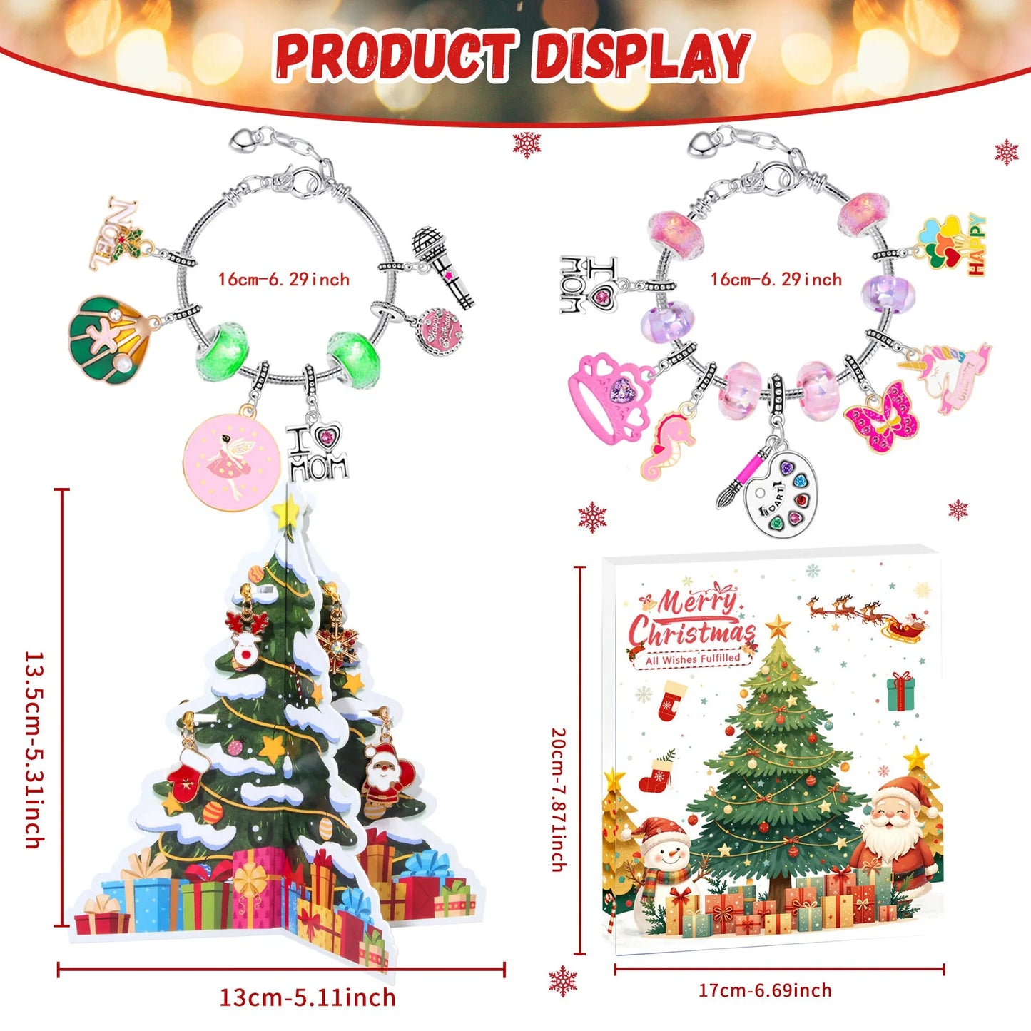 Christmas DIY Jewelry & Craft Advent Calendar(M-29,20*17*1.3cm) - Mekamart Australia