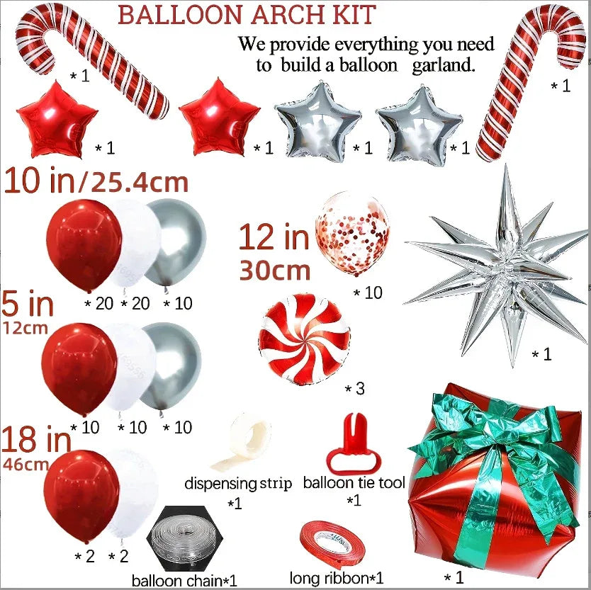 Christmas Balloon Arch Kit – Latex & Foil Balloons - Mekamart Australia