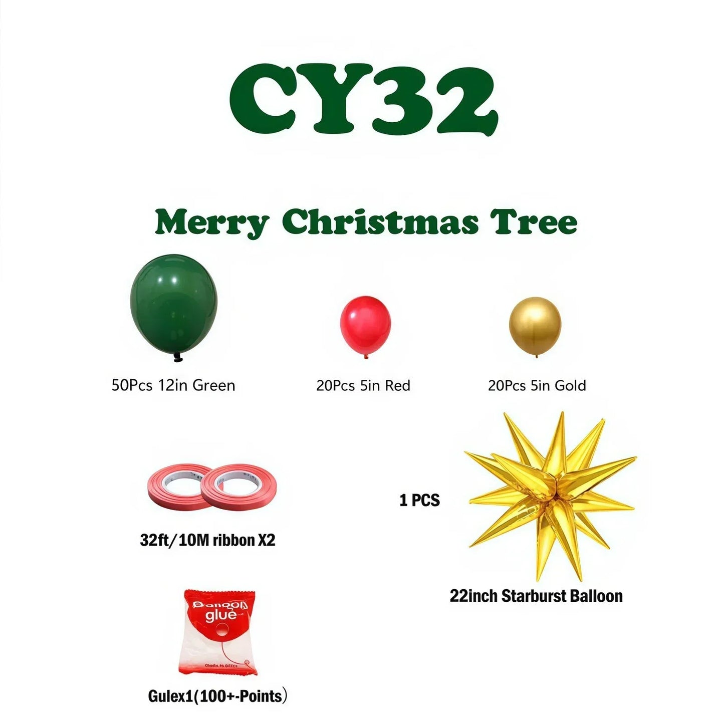 Christmas Balloon Bundle: 2 Themed Kits (Arch + Tree) - Aluminum Foil & Latex Balloons - Mekamart Australia