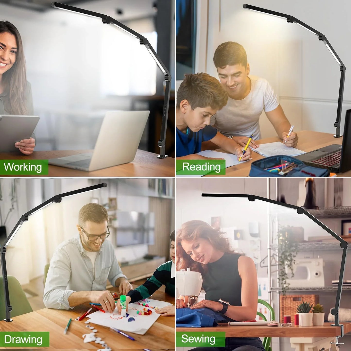 LED Desk Lamp,Foldable Table Lamp for Computer and Desktop,Flexible Clamp on Desk Lamps,Black Portable Desk Lamp for Home Office Reading,Working,Computer Desk,Study Lamp for Kids - Mekamart Australia