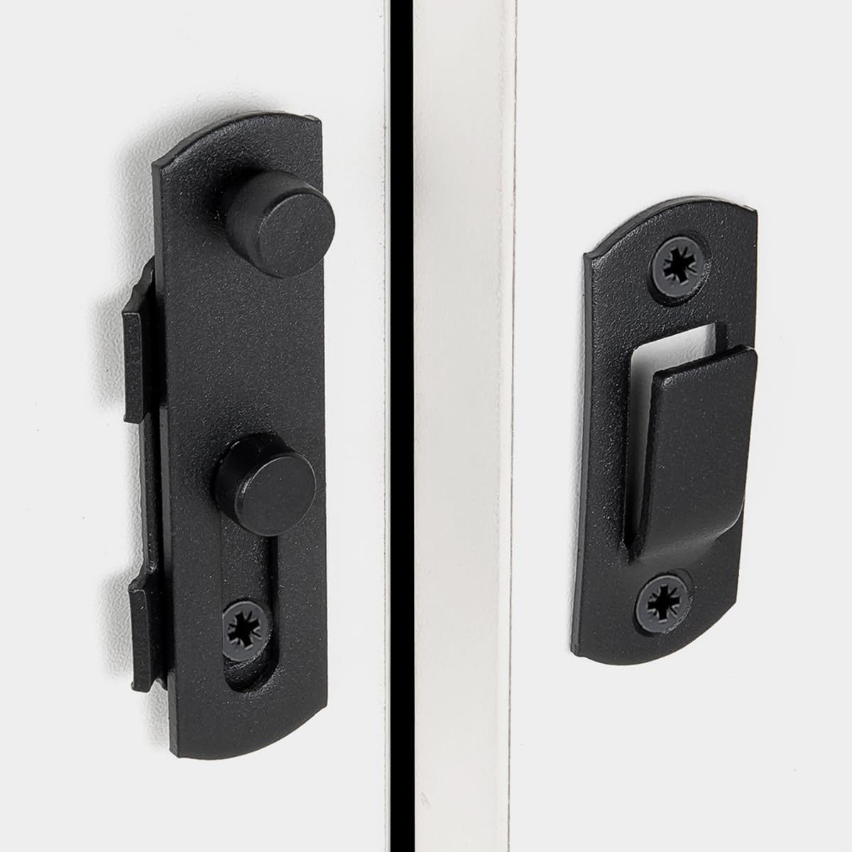 2 Packs Barn Door Latches,2.75” x 2.02” Matte Black Stainless Steel barn gate flip Door Latch Bi-fold Door Lock,Sliding Door Antique Lock Gate Latches Wine Cabinet Closet Door Latches Small_Matte