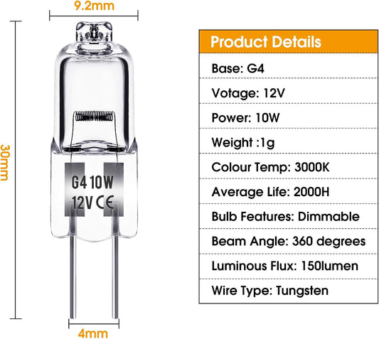 G4 halogen lamps 10W 12V - Warm white - 20-pack 10W 20pcs 10W