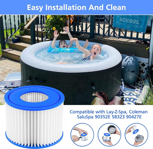 Lay-Z-Spa Filter Cartridge (VI) 4pcs Compatible with All Lay-Z-Spa Hot Tub Models