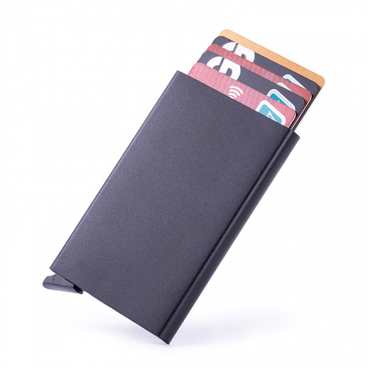 1 pc aluminum smart card holder (RFID protected) pop-up - black