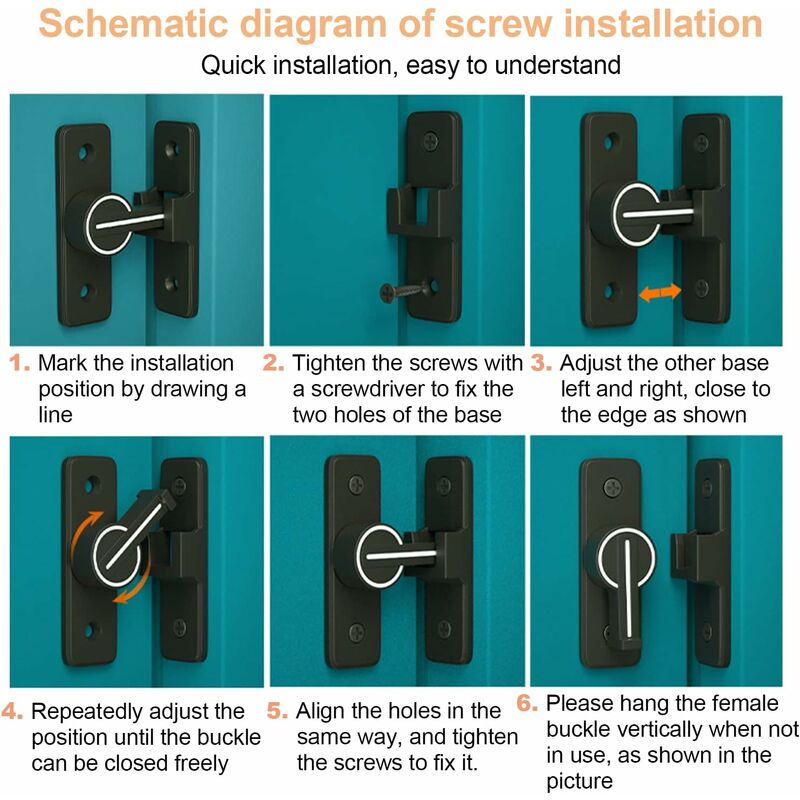 Luminous Sliding Interior Door Lock Latch, 90° Tilt Door Hook Latch, Anti-Theft Hasp Buckle Lock Bolt, For Door, Window