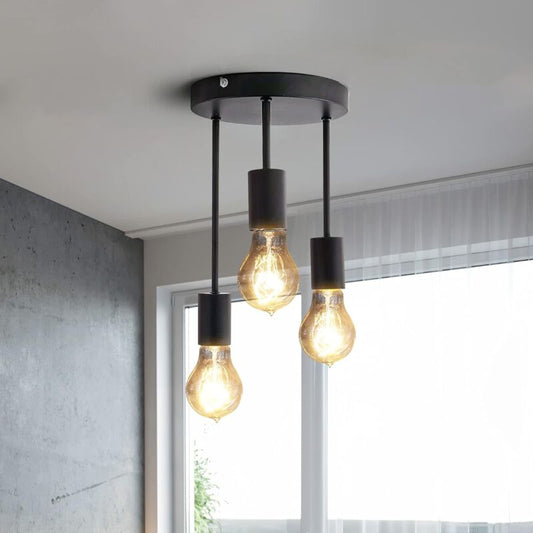 Retro Ceiling Light, 3 Sockets For E27 Bulbs, Industrial Pendant Lamp Metal Retro Vintage Pendant Lights Ceiling Lamp