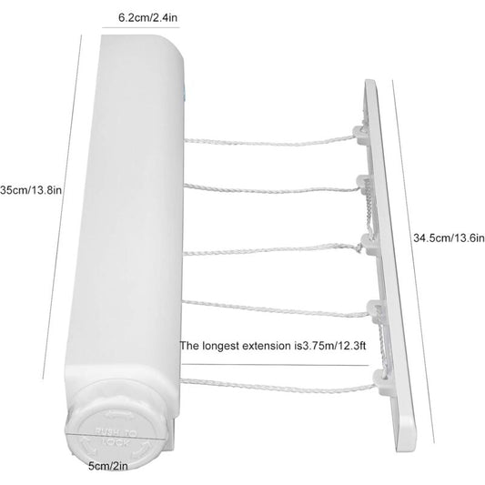 Retractable Clothesline Portable Home Indoor Outdoor Plastic Clothes Drying ROpe Wall Mount Compact Clothes Line