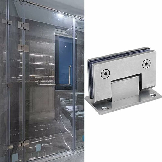 2 Pack 90 Degree Shower Door Hinges With Screws, 4Mm Thickness Stainless Steel For Bathroom Door And Glass (Silver)
