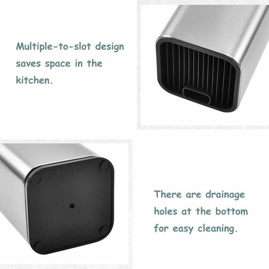 Knife Block, Stainless Steel Knife Holder, Kitchen Knife Holder, Square Knife Holder, For Knives And Scissors (Square)