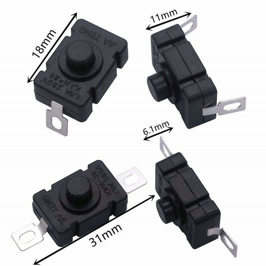40 pcs Self-Locking Push Button Switch, Kan-28 Mini Flashlight Switch (20 pcs Flat Pin With Hole + 20 pcs Bent Pin With