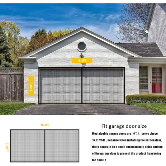 8Ftx7Ft Magnetic Garage Door Screen For 1 Car Garage Doors, Reinforced Fiberglass Garage Screen, Hands FreeďźMagnetic