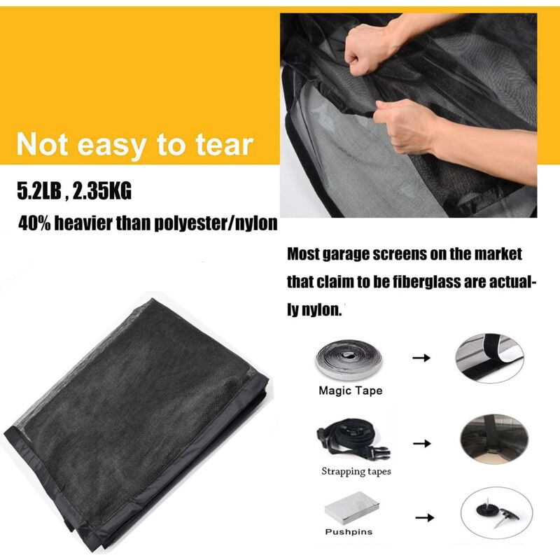 8Ftx7Ft Magnetic Garage Door Screen For 1 Car Garage Doors, Reinforced Fiberglass Garage Screen, Hands Free,Magnetic