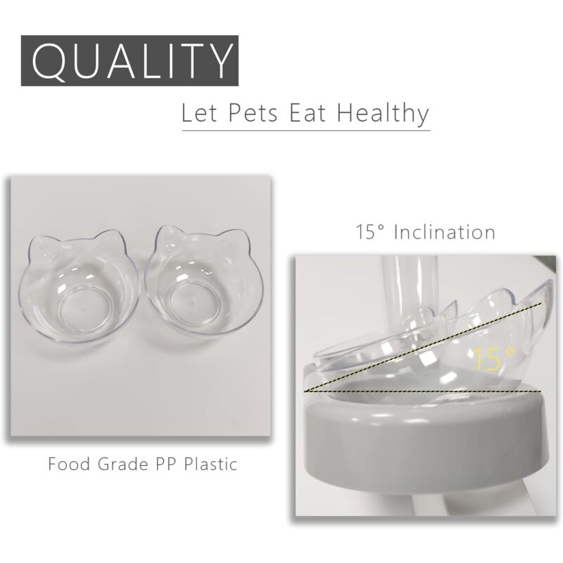 Cat Bowl, 15° Tilting Cat Water Bowl, Automatic Cat Bowl, Cat Feeders And Waterers, Non-Slip Cat Bowl, Cat Bowl