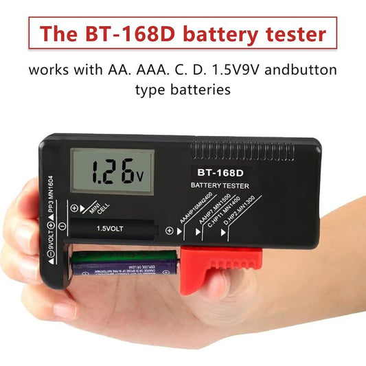 Digital Battery Tester, Universal Battery Tester, Battery Tester, For Aa, Aaa, C, D, Pp3, 9V, 1.5V, Button Cell