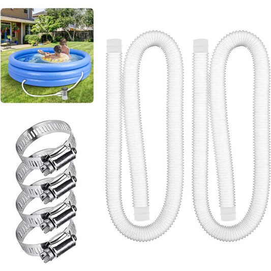 1.25" Diameter Pool Replacement Hose For Above Ground Pools, Pool Hose With Metal Clamp For Intex Filter Pump - 1.5