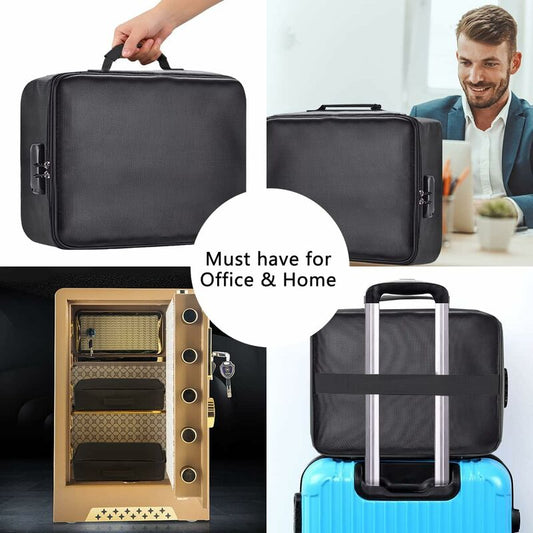 Fireproof Document Bag With Lock - Waterproof Storage Bag For Home, Office, Travel
